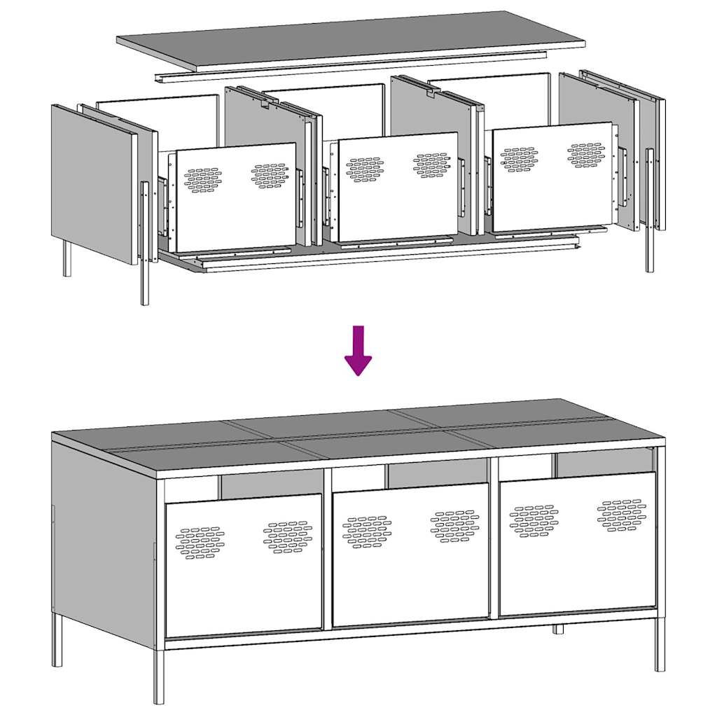 Table basse anthracite 101,5x50x43,5 cm acier laminé à froid - Tables basses