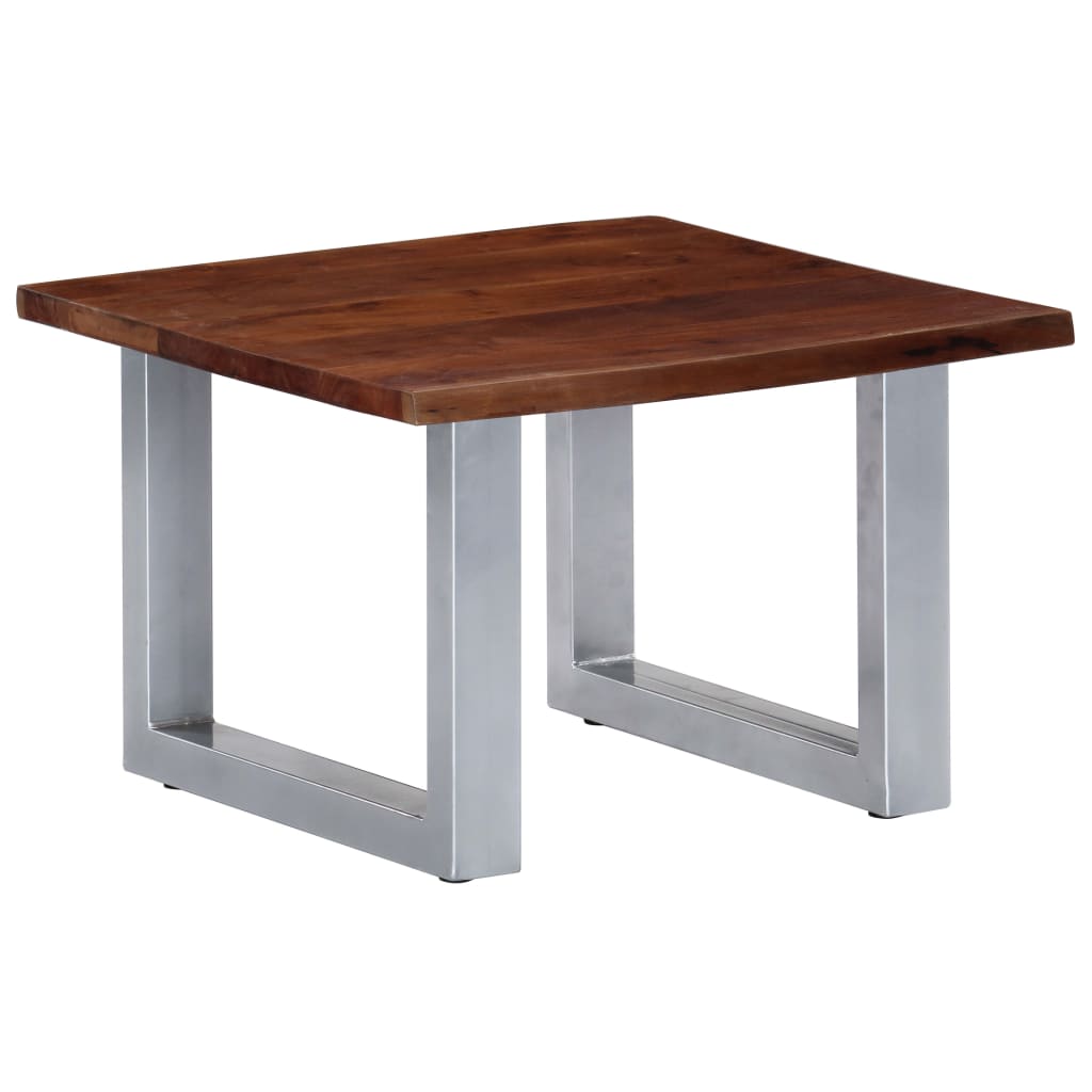 Table basse avec bord naturel 60x60x40 cm Bois d’acacia massif - Tables basses