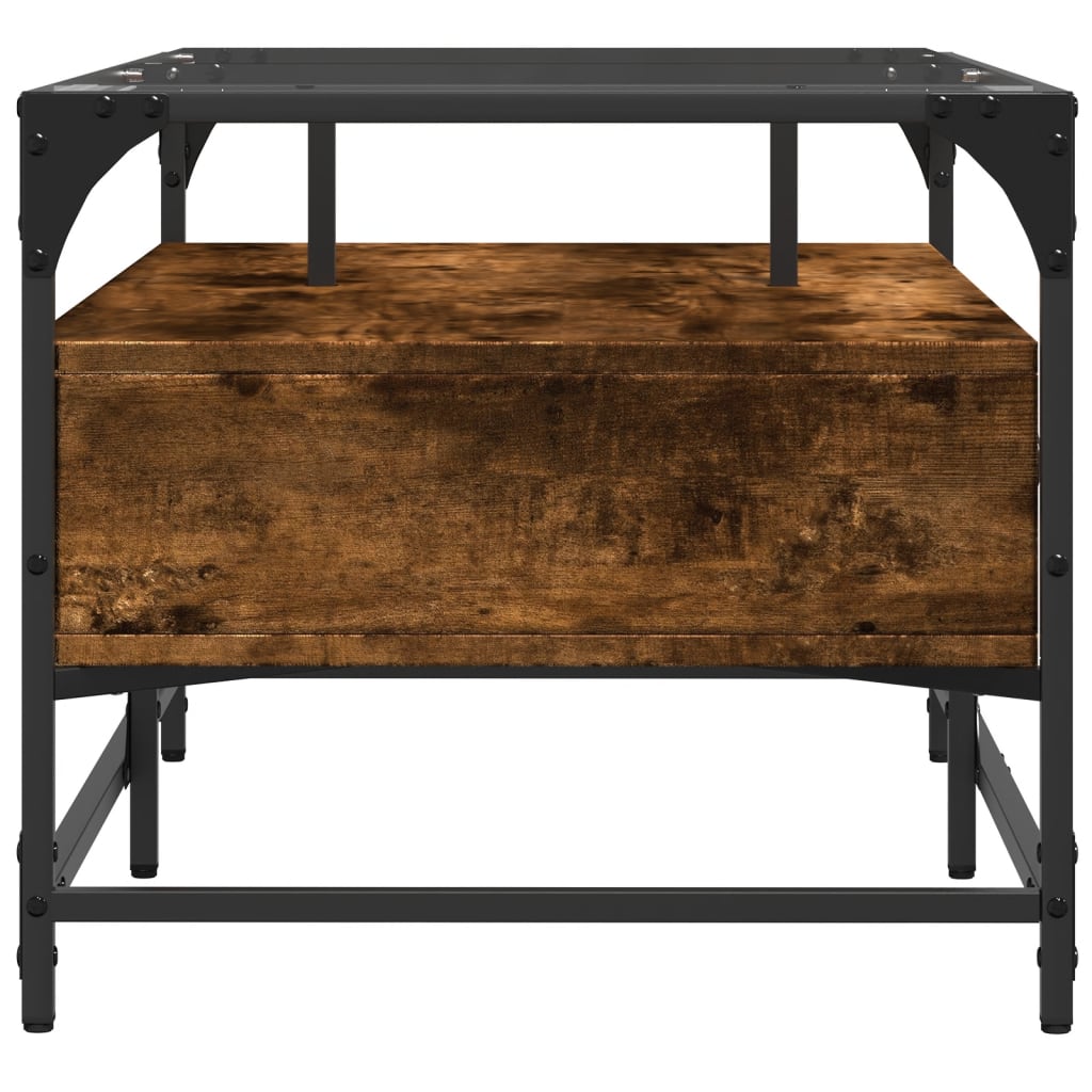 Table basse avec dessus en verre chêne fumé 98,5x50x45 cm acier - Tables basses