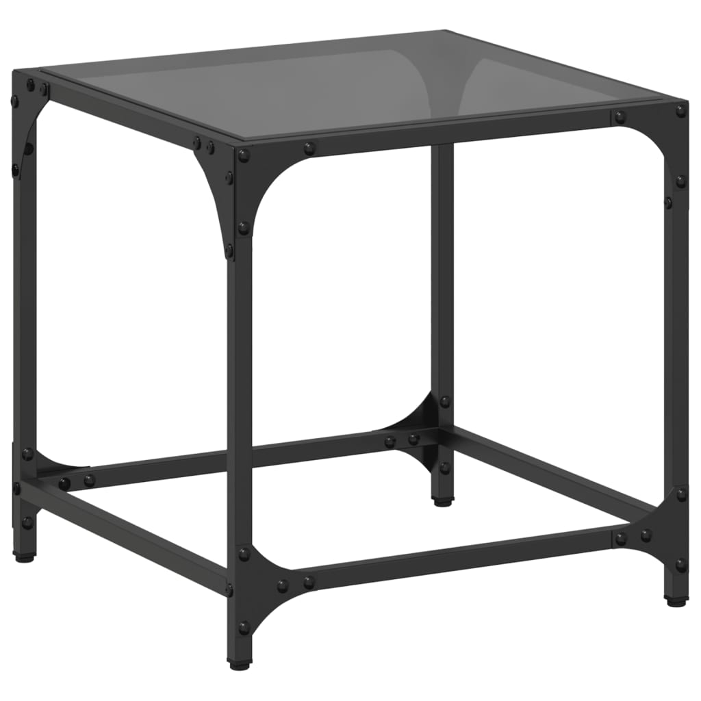 Table basse avec dessus en verre noir 40x40x40 cm acier - Tables basses