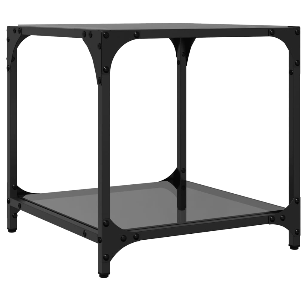 Table basse avec dessus en verre noir 40x40x40 cm acier - Tables basses