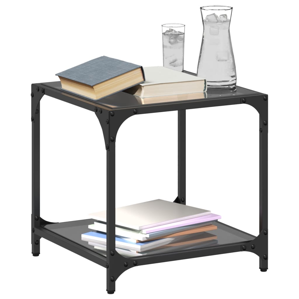 Table basse avec dessus en verre noir 40x40x40 cm acier - Tables basses