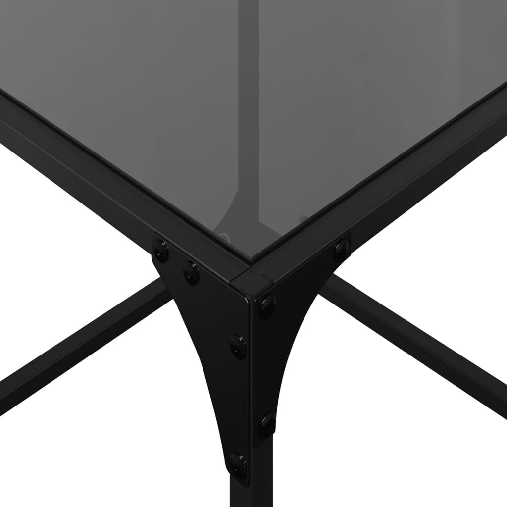 Table basse avec dessus en verre noir 40x40x40 cm acier - Tables basses