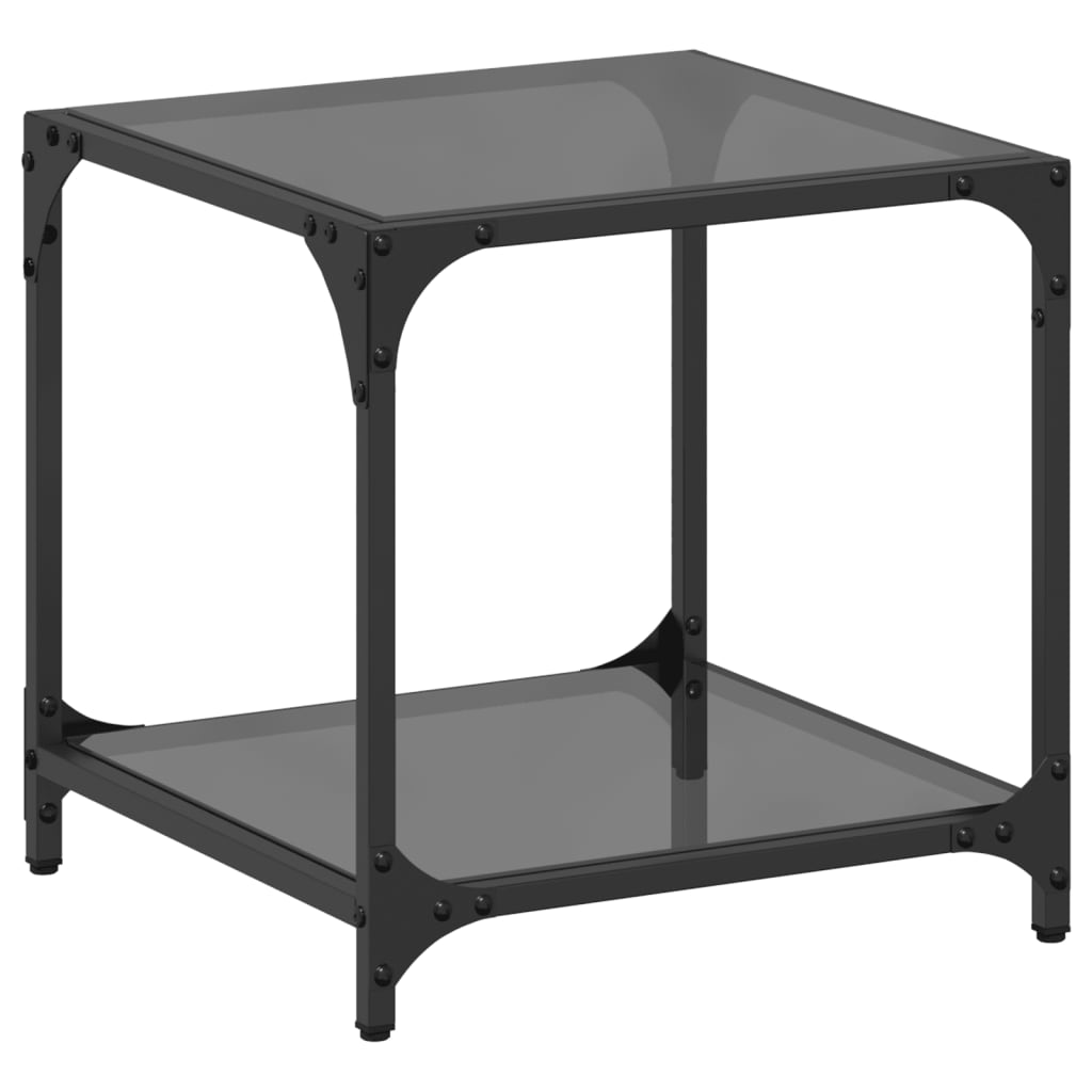 Table basse avec dessus en verre noir 40x40x40 cm acier - Tables basses