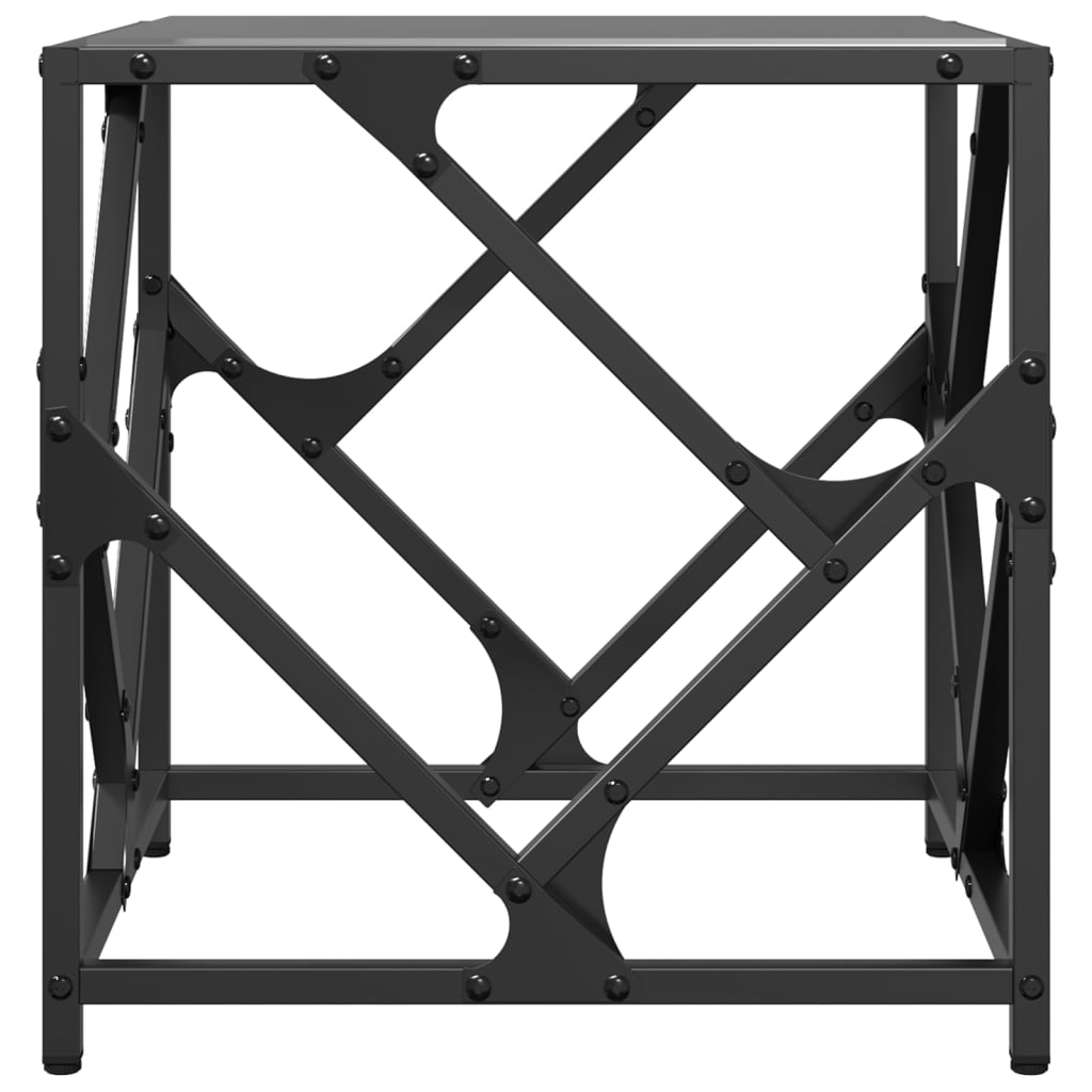 Table basse avec dessus en verre noir 40x40x41 cm acier - Tables basses