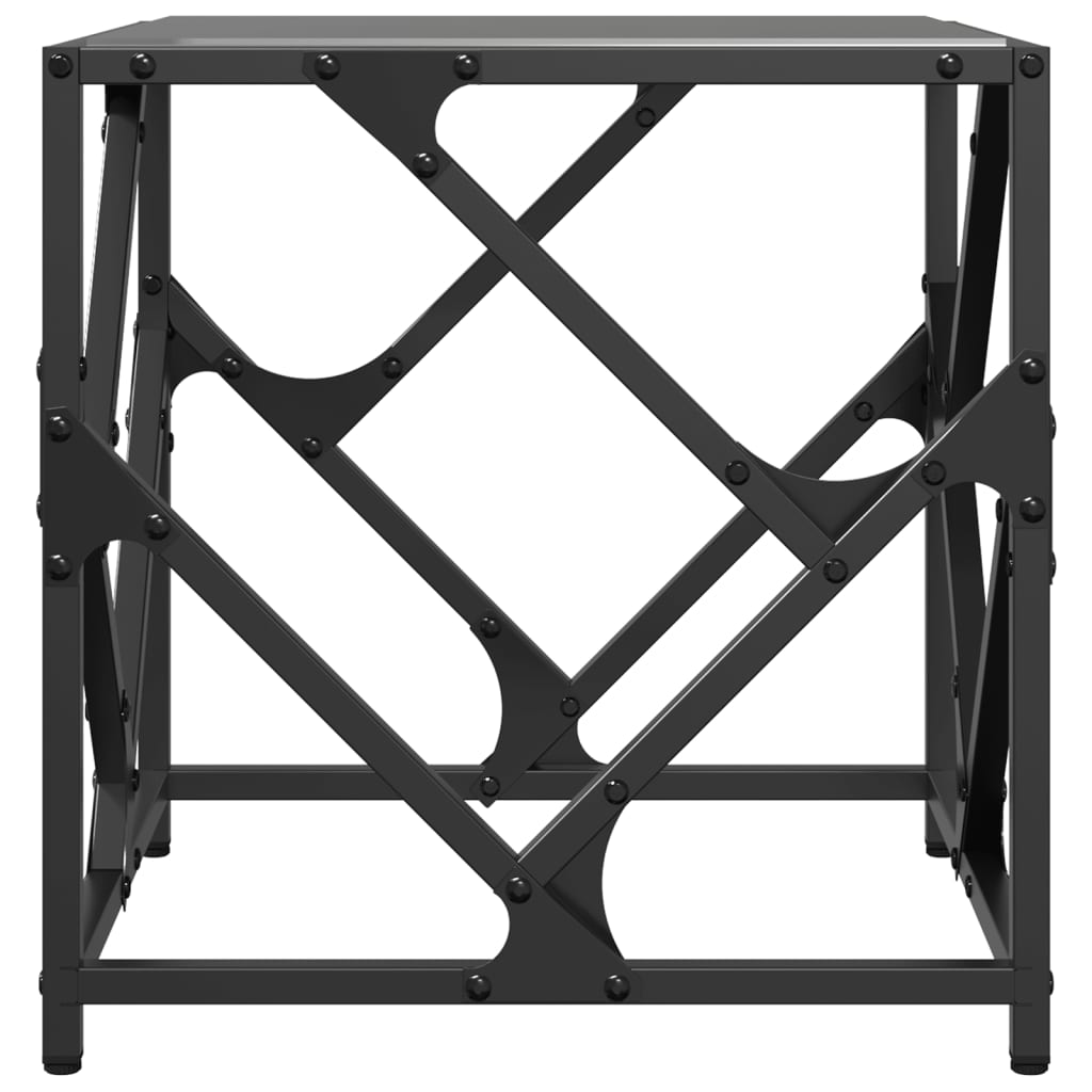 Table basse avec dessus en verre noir 40x40x41 cm acier - Tables basses