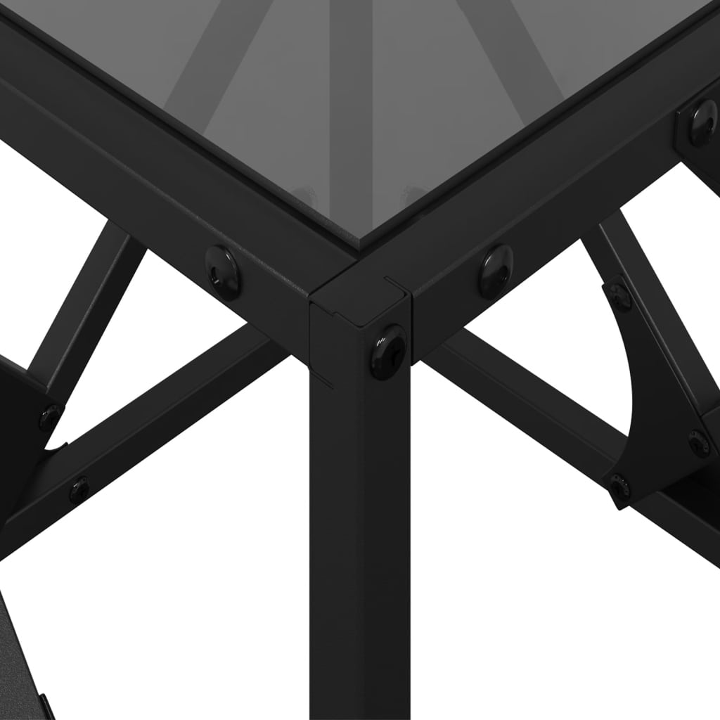 Table basse avec dessus en verre noir 40x40x41 cm acier - Tables basses