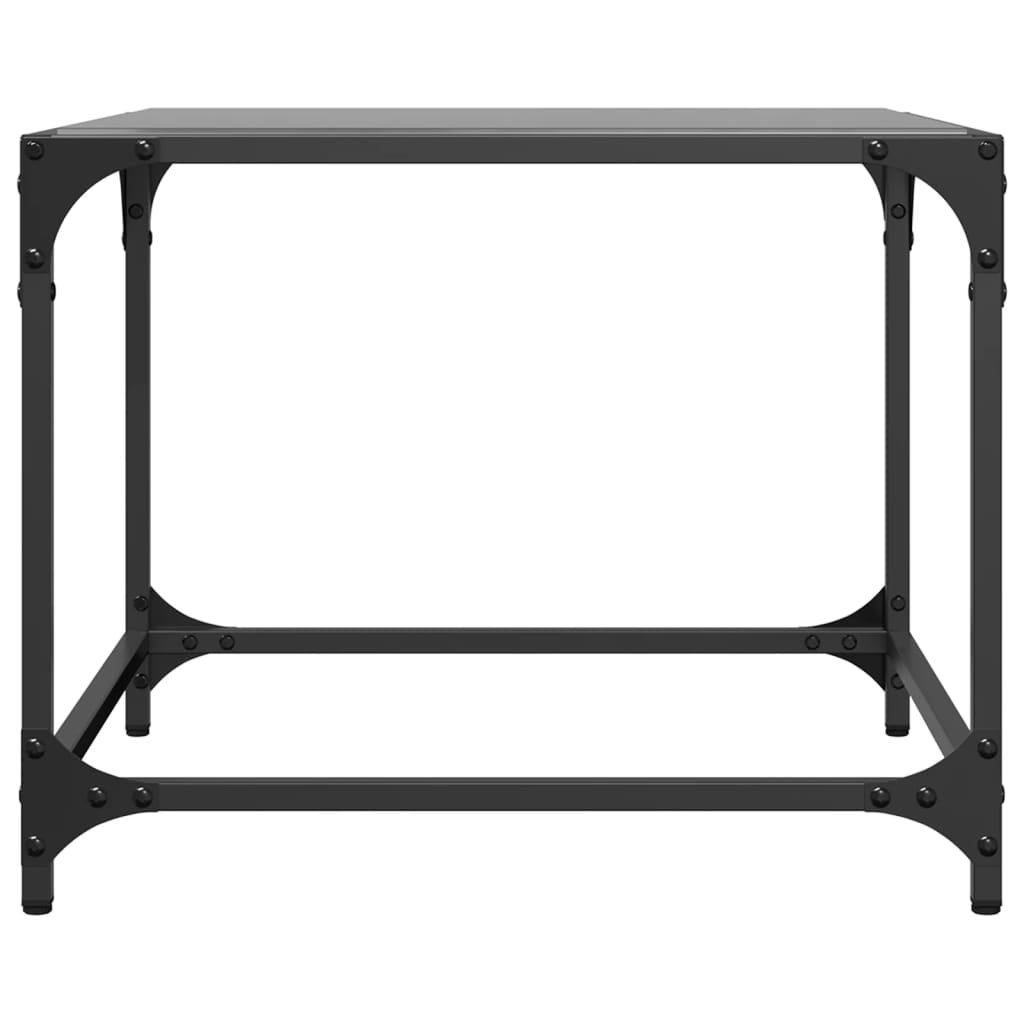 Table basse avec dessus en verre noir 50x50x40 cm acier - Tables basses