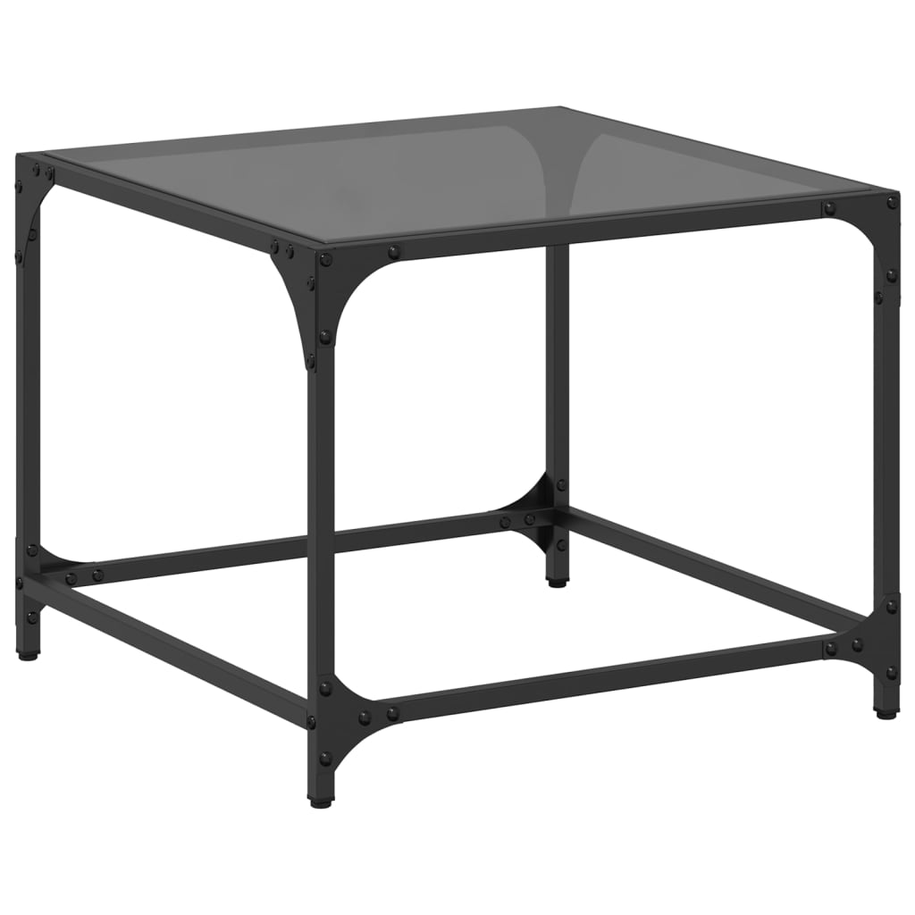 Table basse avec dessus en verre noir 50x50x40 cm acier - Tables basses