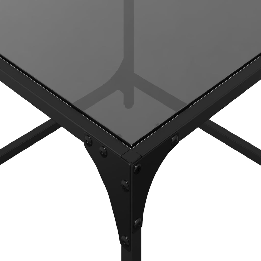 Table basse avec dessus en verre noir 50x50x40 cm acier - Tables basses