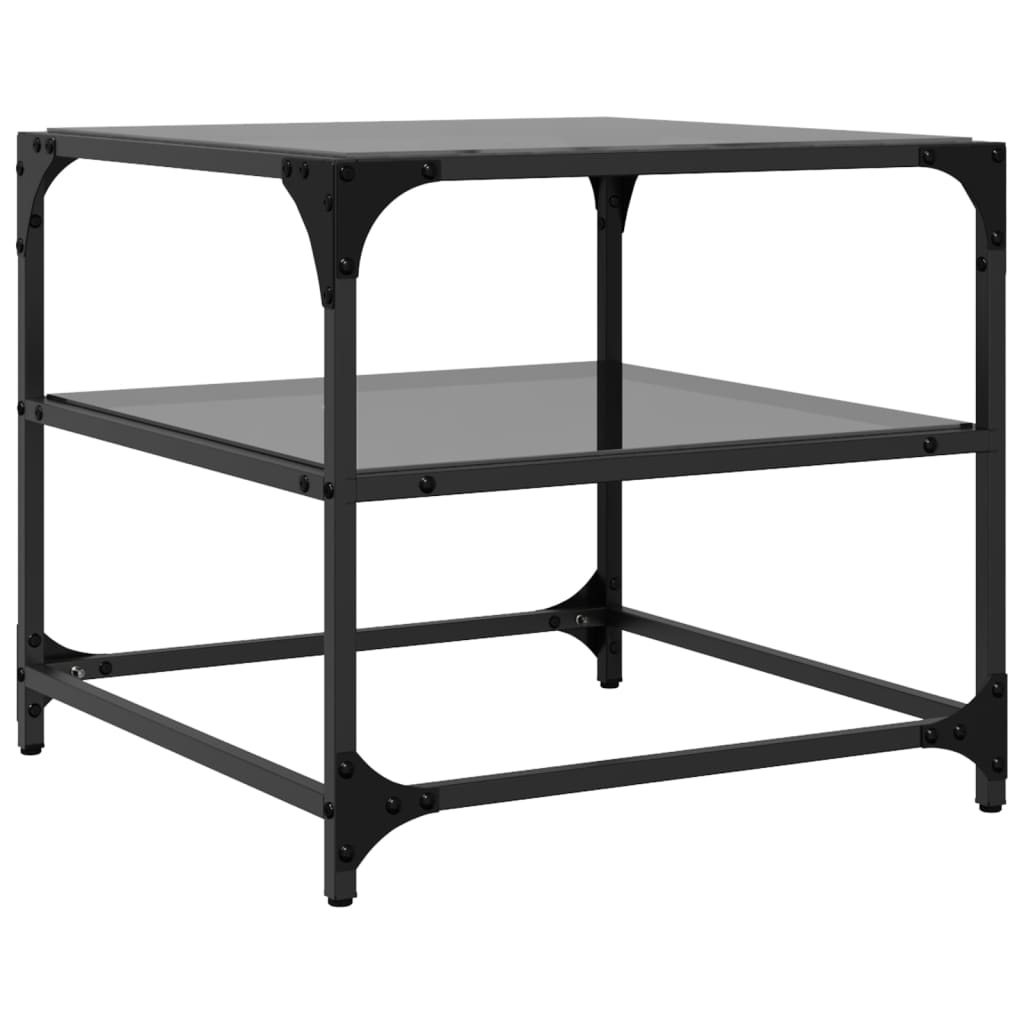 Table basse avec dessus en verre noir 50x50x45 cm acier - Tables basses