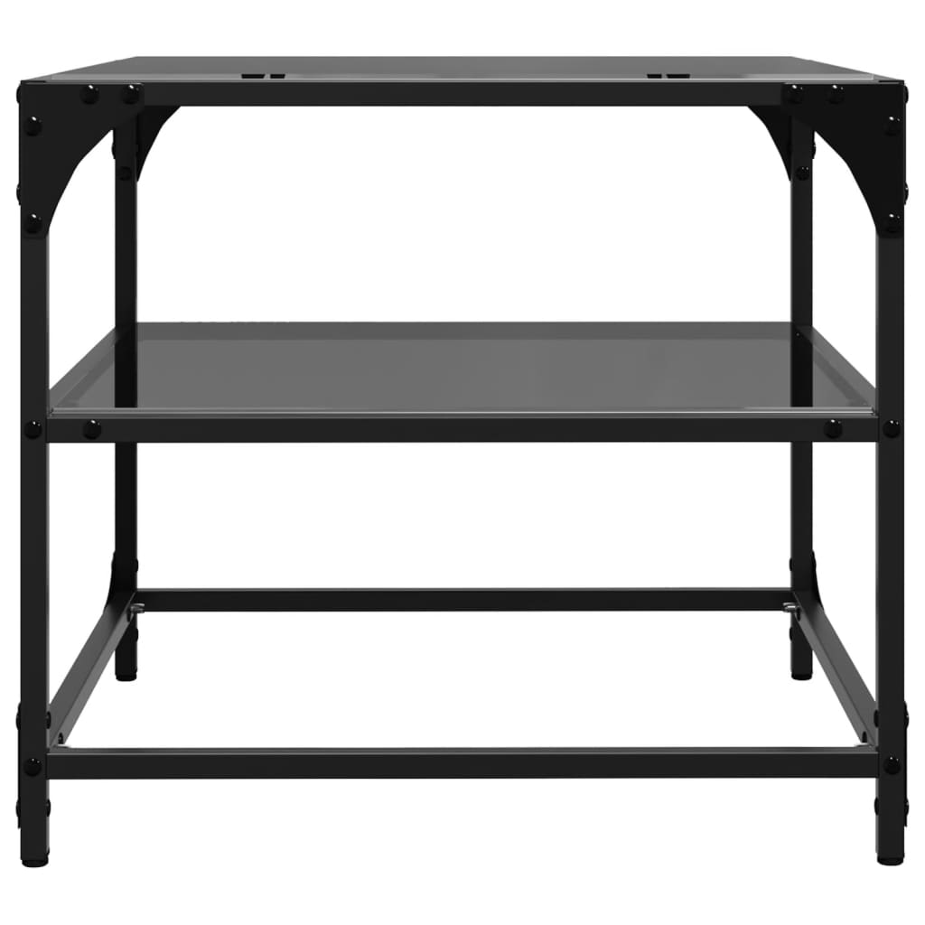 Table basse avec dessus en verre noir 50x50x45 cm acier - Tables basses
