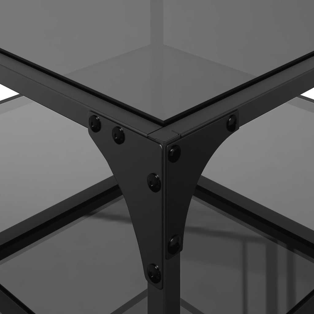 Table basse avec dessus en verre noir 50x50x45 cm acier - Tables basses