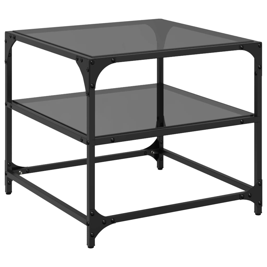 Table basse avec dessus en verre noir 50x50x45 cm acier - Tables basses
