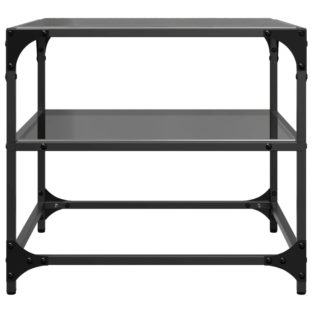 Table basse avec dessus en verre noir 50x50x45 cm acier - Tables basses