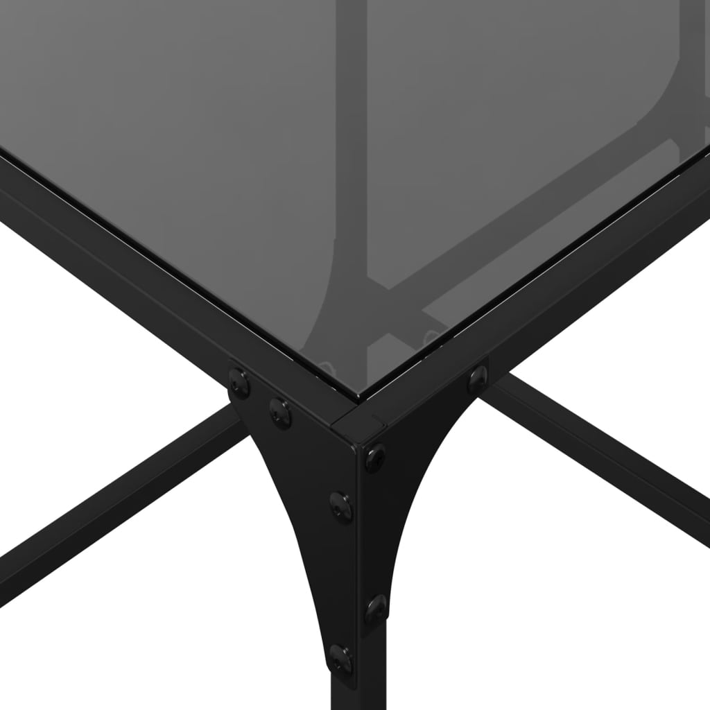 Table basse avec dessus en verre noir 78,5x40x40 cm acier - Tables basses