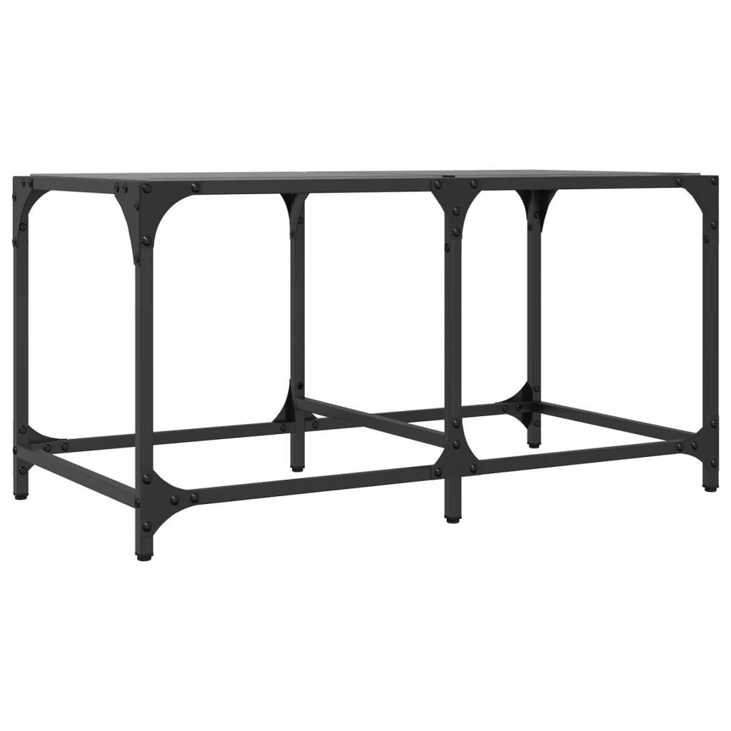 Table basse avec dessus en verre noir 78,5x40x40 cm acier - Tables basses