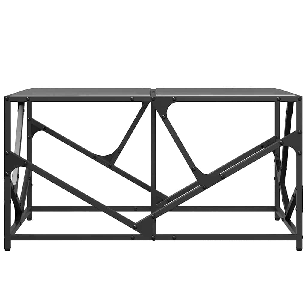 Table basse avec dessus en verre noir 78,5x40x41 cm acier - Tables basses