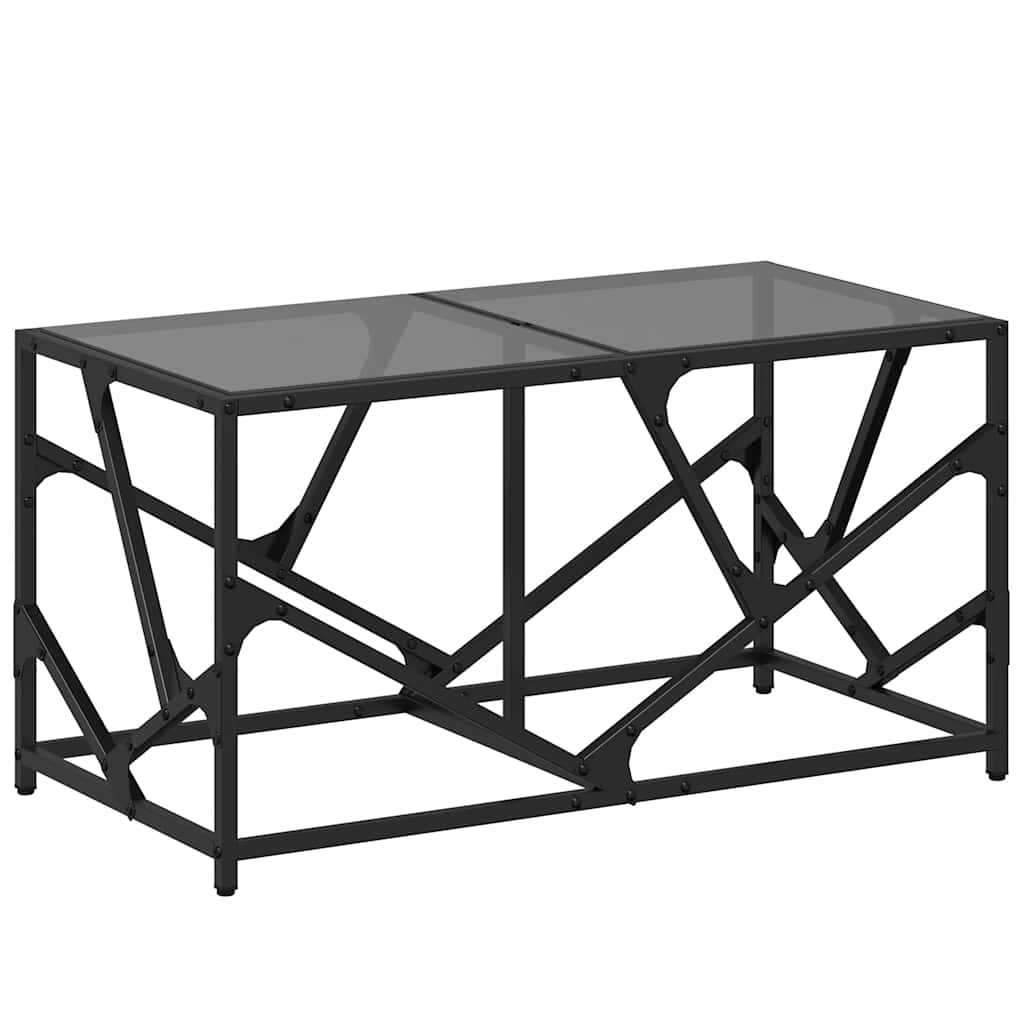 Table basse avec dessus en verre noir 78,5x40x41 cm acier - Tables basses