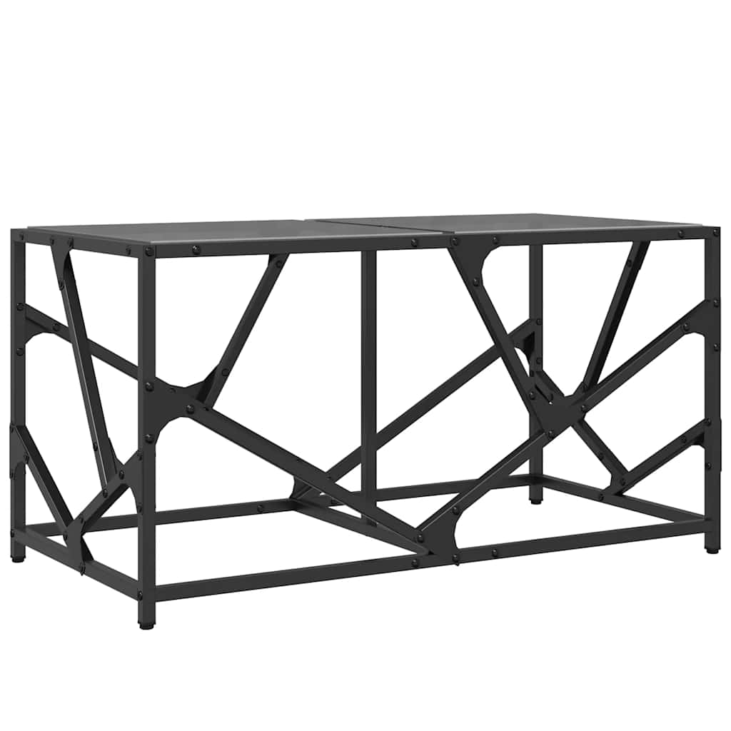 Table basse avec dessus en verre noir 78,5x40x41 cm acier - Tables basses