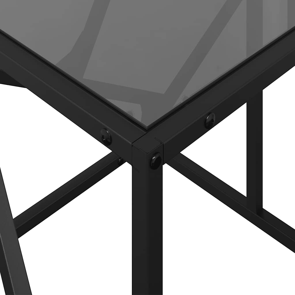 Table basse avec dessus en verre noir 78,5x40x41 cm acier - Tables basses