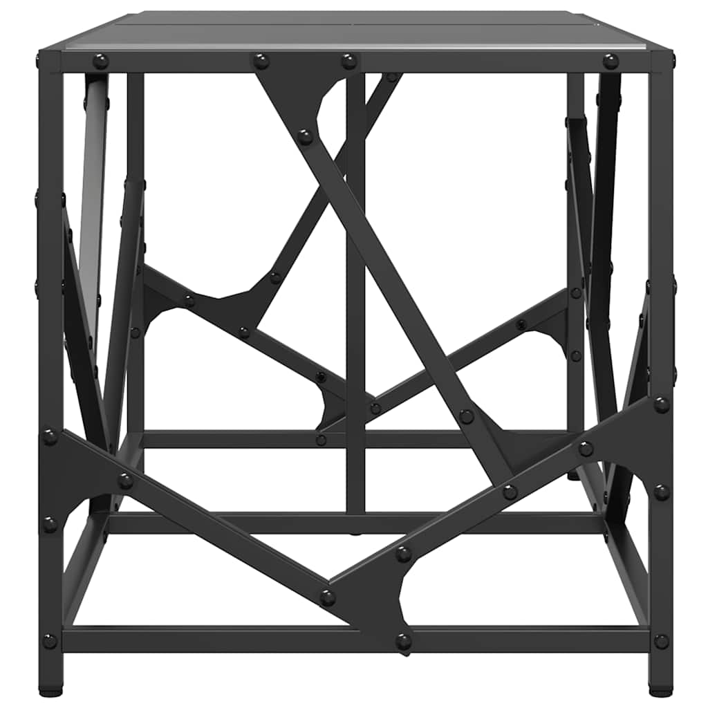 Table basse avec dessus en verre noir 78,5x40x41 cm acier - Tables basses