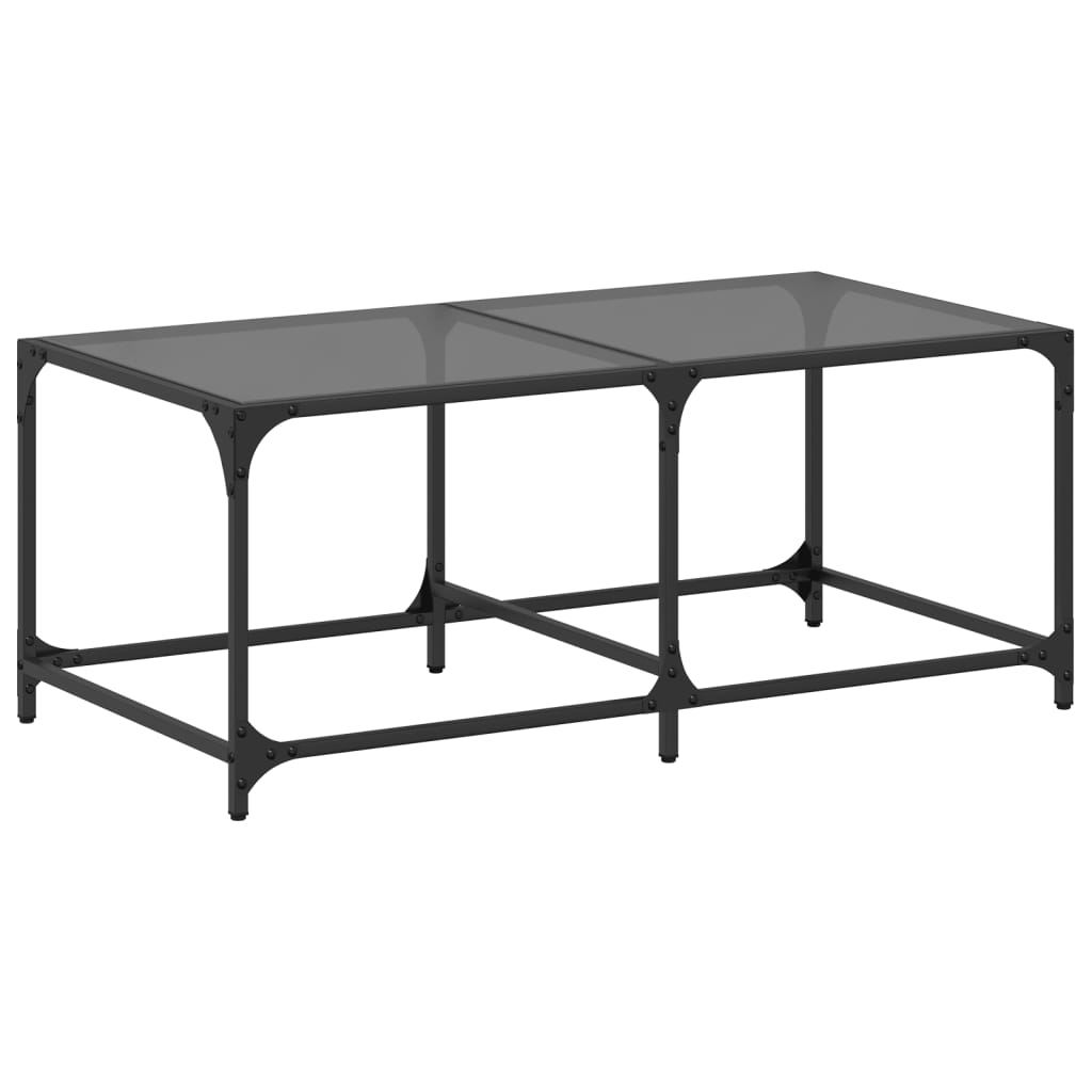 Table basse avec dessus en verre noir 98,5x50x40 cm acier - Tables basses