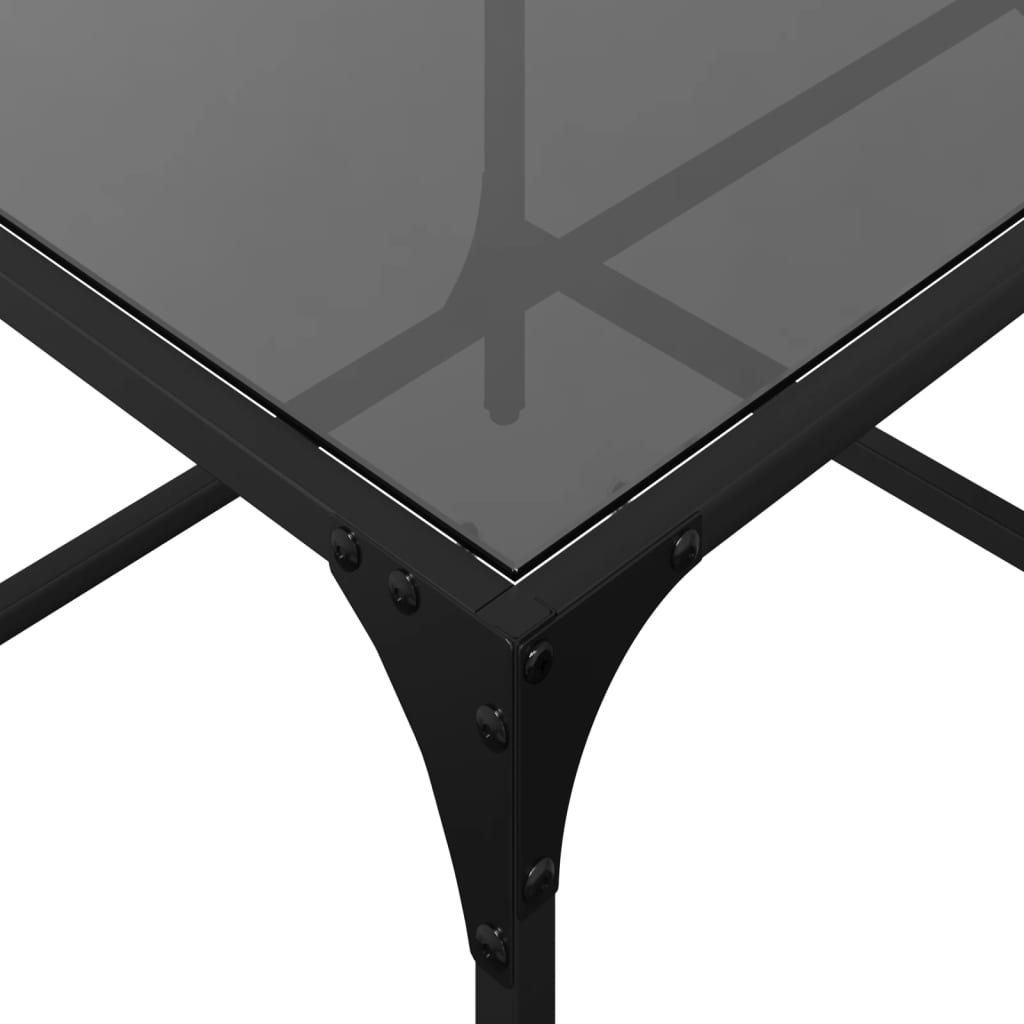 Table basse avec dessus en verre noir 98,5x50x40 cm acier - Tables basses