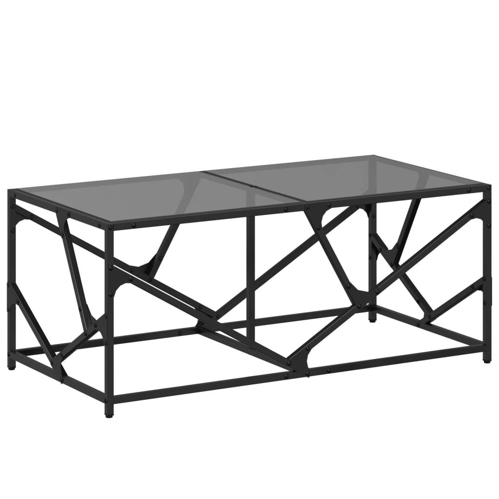 Table basse avec dessus en verre noir 98,5x50x41 cm acier - Tables basses