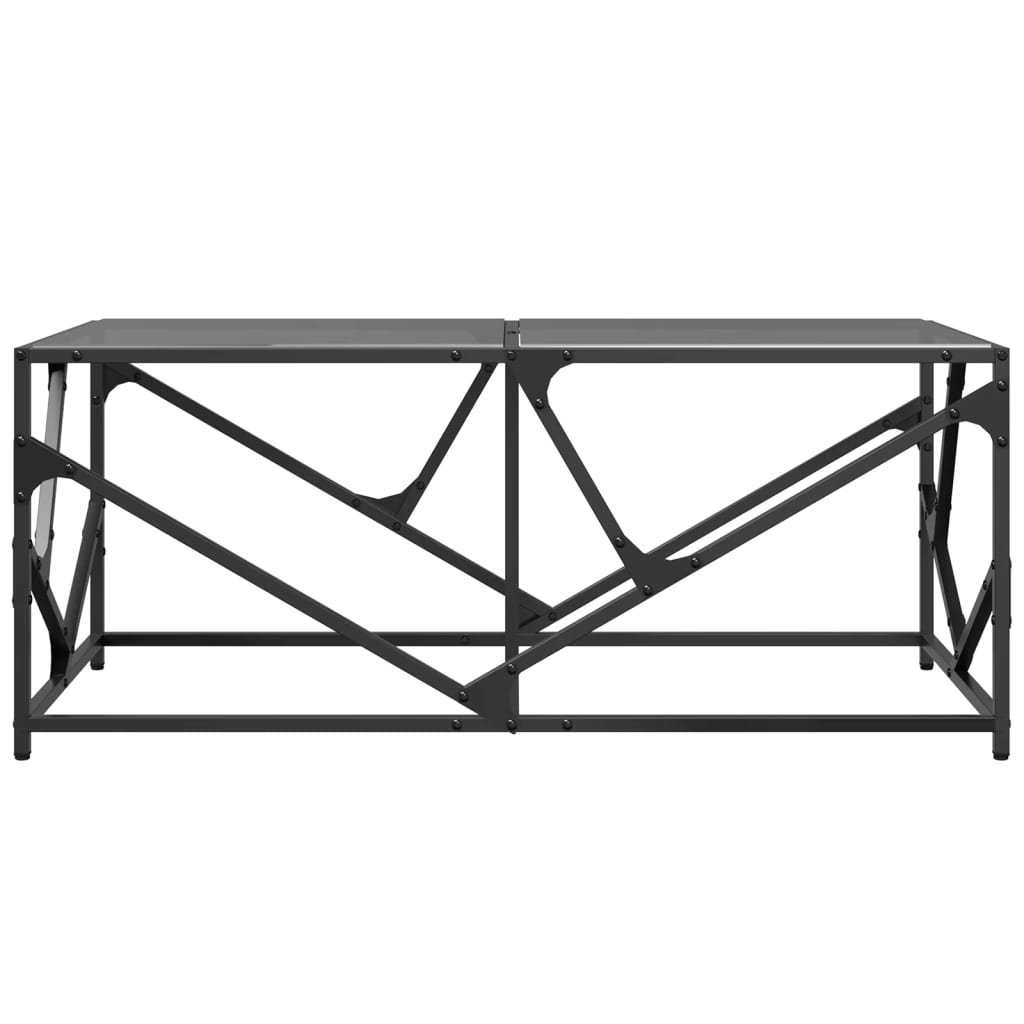 Table basse avec dessus en verre noir 98,5x50x41 cm acier - Tables basses