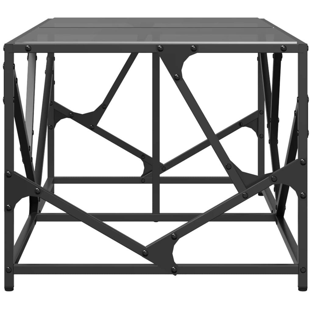 Table basse avec dessus en verre noir 98,5x50x41 cm acier - Tables basses