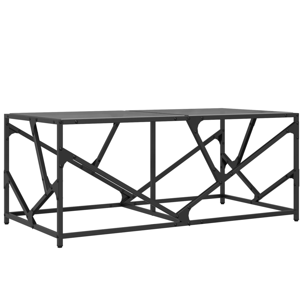 Table basse avec dessus en verre noir 98,5x50x41 cm acier - Tables basses