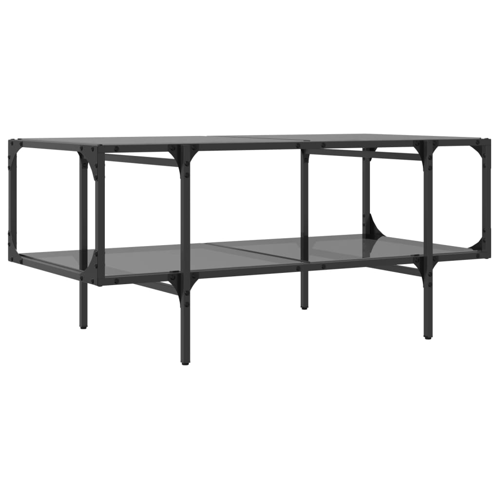 Table basse avec dessus en verre noir 98,5x50x45 cm acier - Tables basses