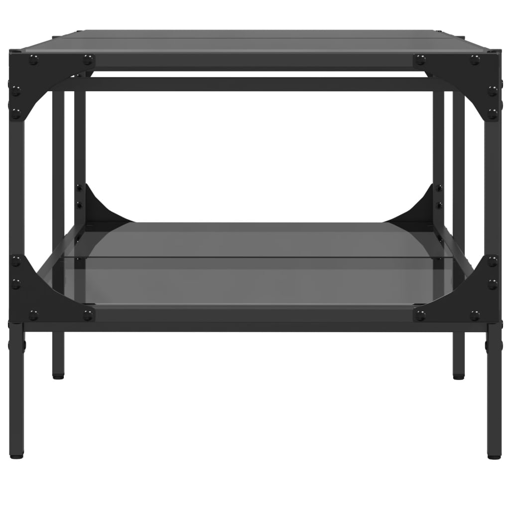 Table basse avec dessus en verre noir 98,5x50x45 cm acier - Tables basses