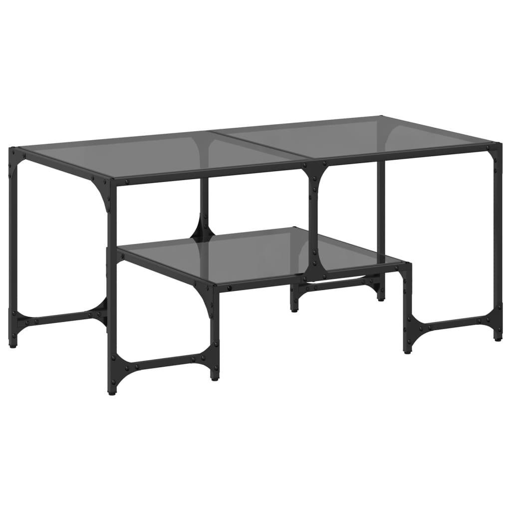 Table basse avec dessus en verre noir 98,5x50x45 cm acier - Tables basses