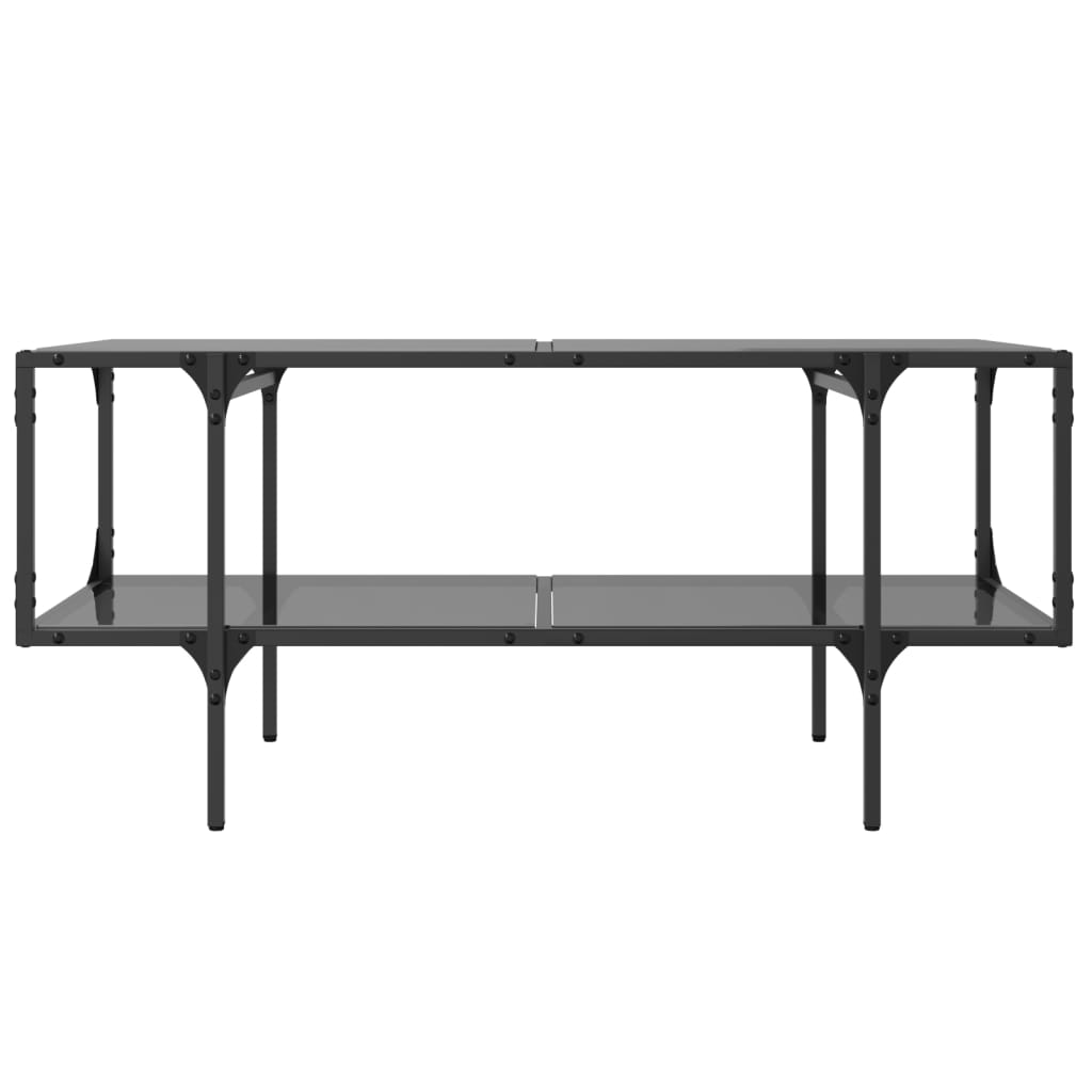 Table basse avec dessus en verre noir 98,5x50x45 cm acier - Tables basses