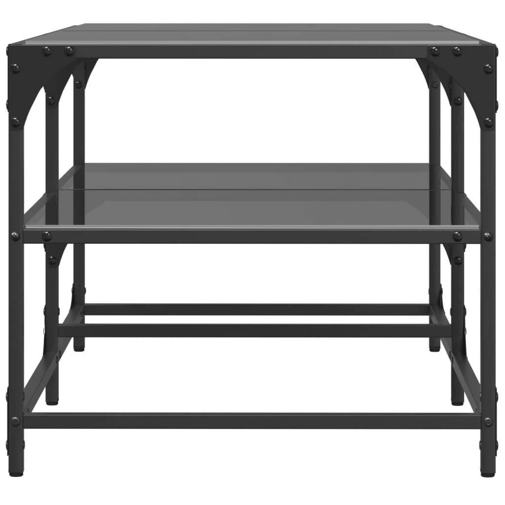 Table basse avec dessus en verre noir 98,5x50x45 cm acier - Tables basses