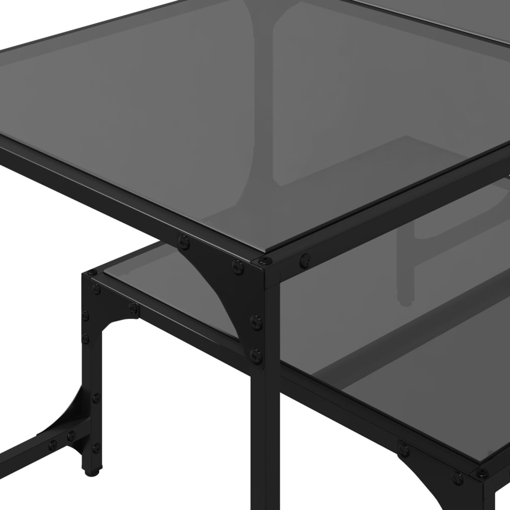Table basse avec dessus en verre noir 98,5x50x45 cm acier - Tables basses