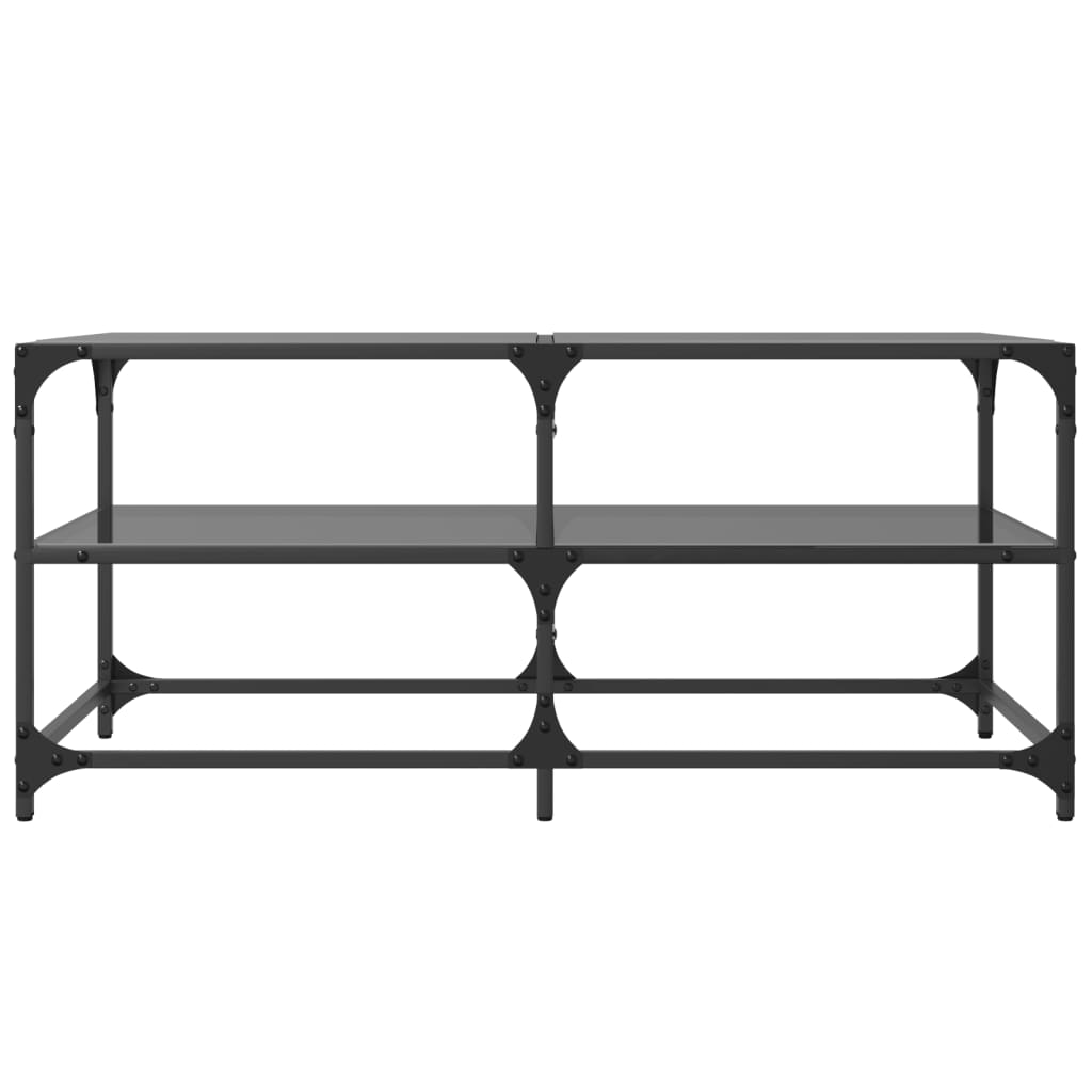Table basse avec dessus en verre noir 98,5x50x45 cm acier - Tables basses