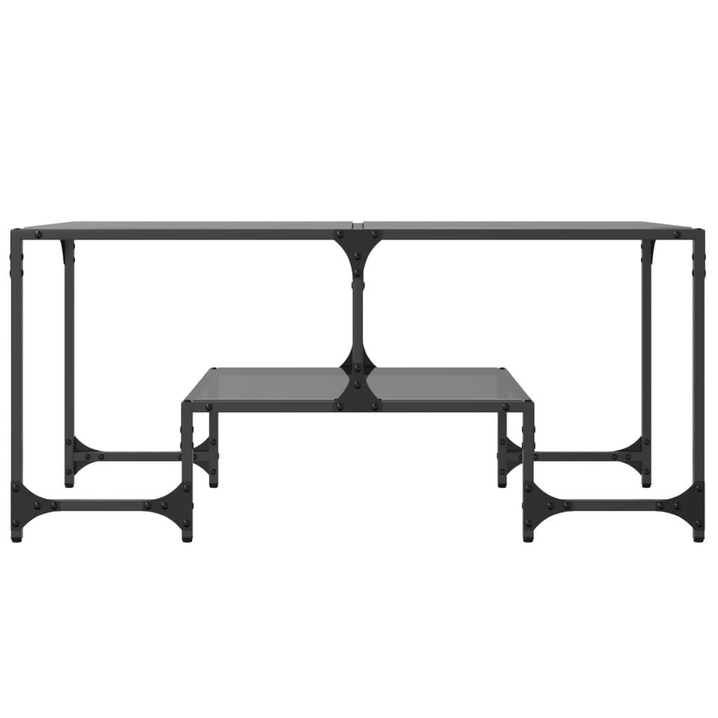 Table basse avec dessus en verre noir 98,5x50x45 cm acier - Tables basses