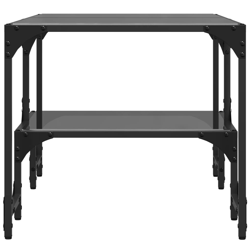 Table basse avec dessus en verre noir 98,5x50x45 cm acier - Tables basses