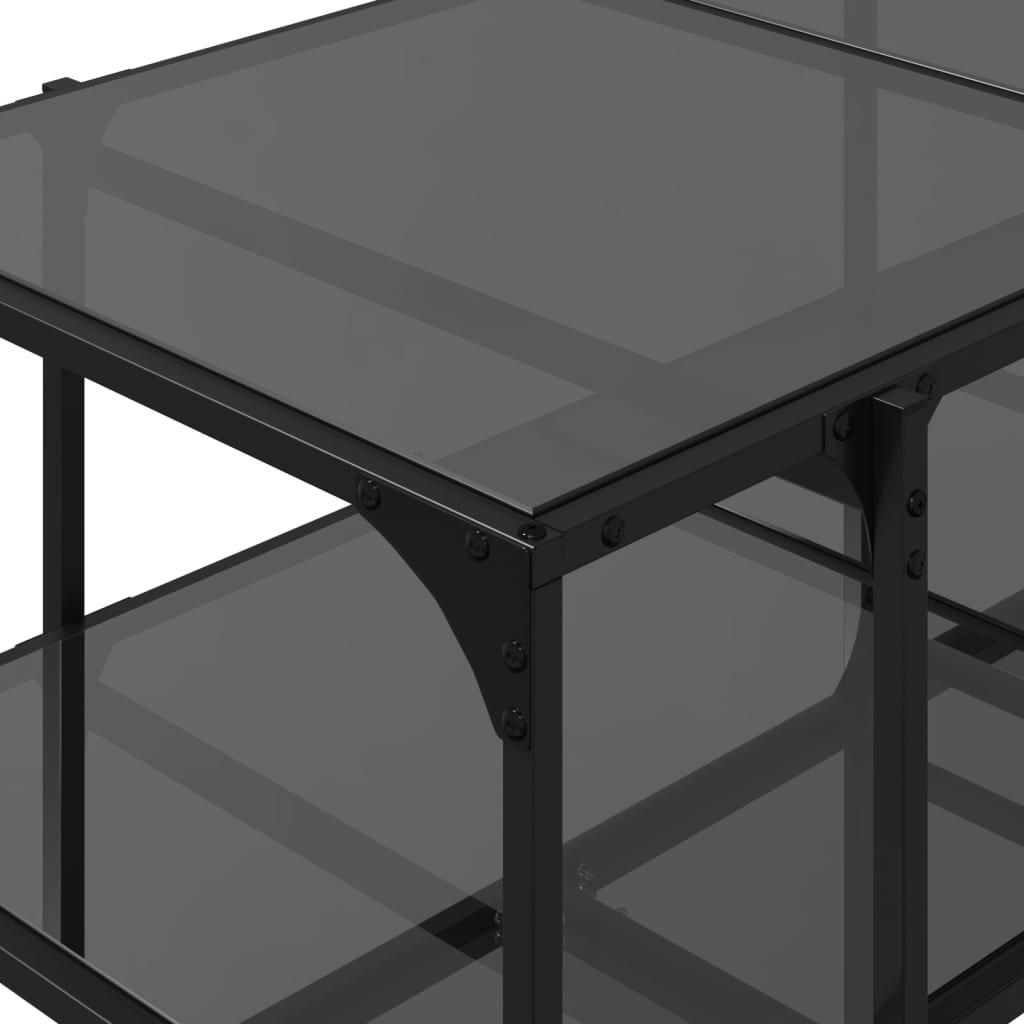 Table basse avec dessus en verre noir 98,5x50x45 cm acier - Tables basses