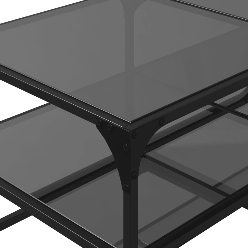 Table basse avec dessus en verre noir 98,5x50x45 cm acier - Tables basses