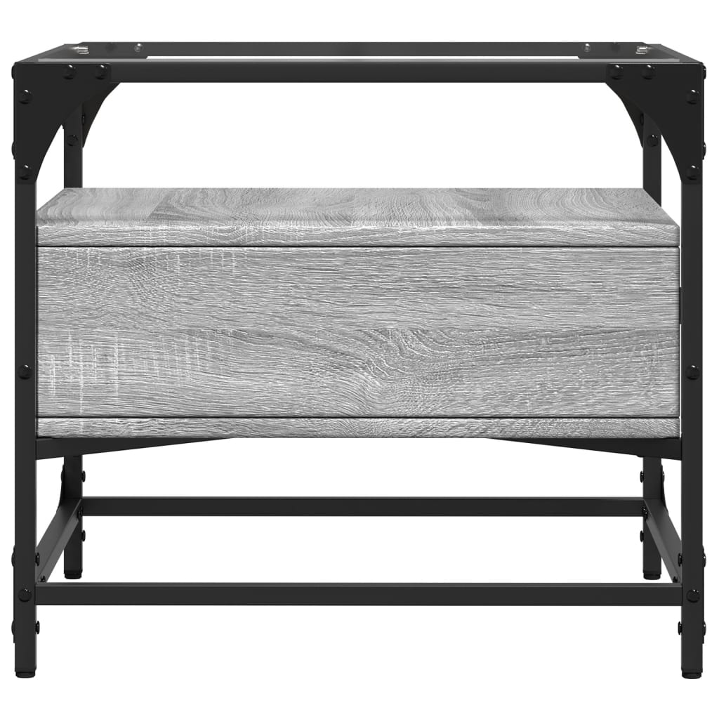 Table basse avec dessus en verre sonoma gris 50x50x45 acier - Tables basses