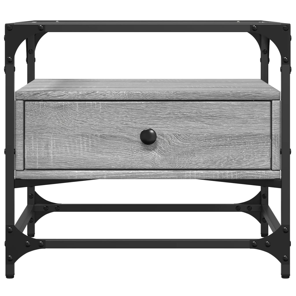 Table basse avec dessus en verre sonoma gris 50x50x45 acier - Tables basses