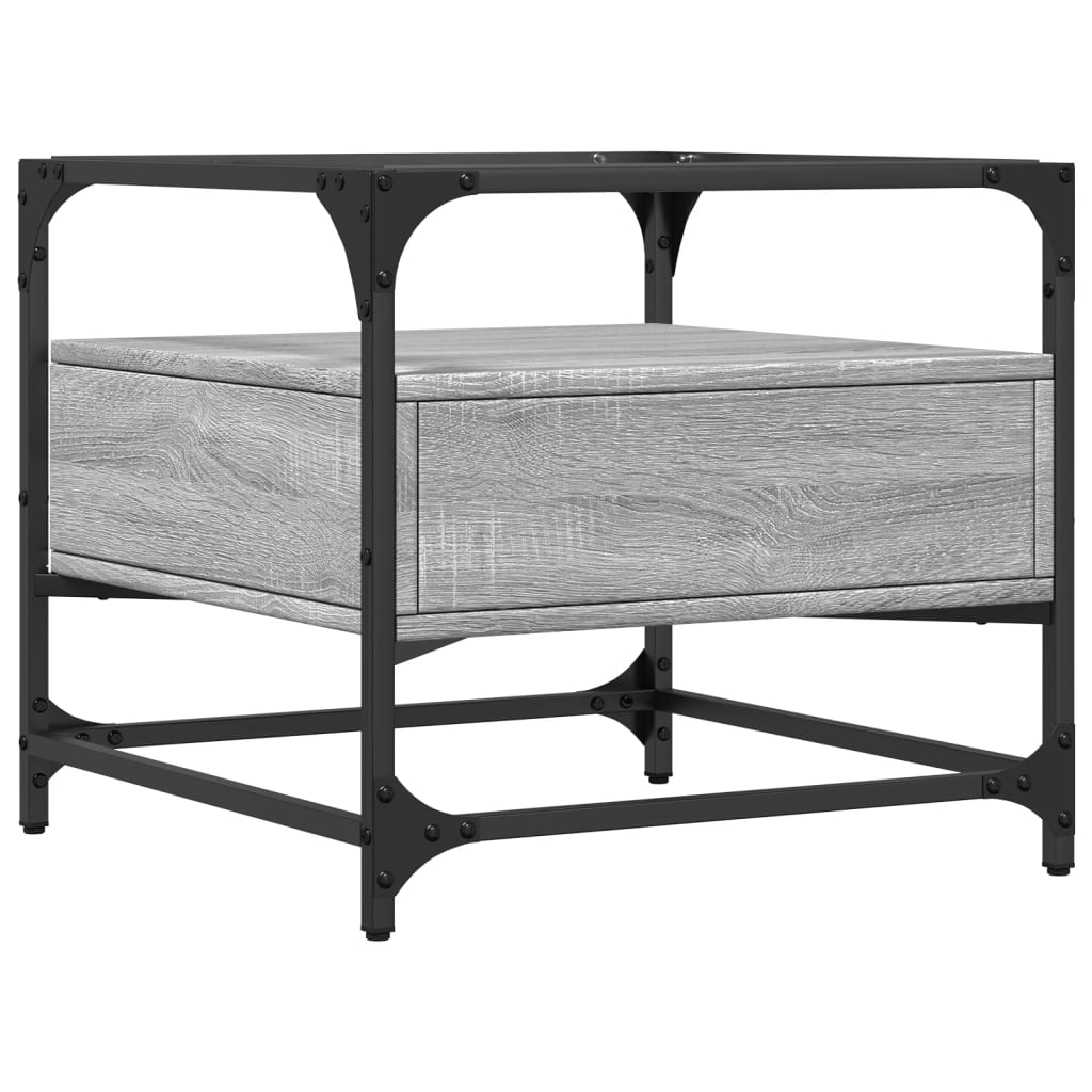 Table basse avec dessus en verre sonoma gris 50x50x45 acier - Tables basses