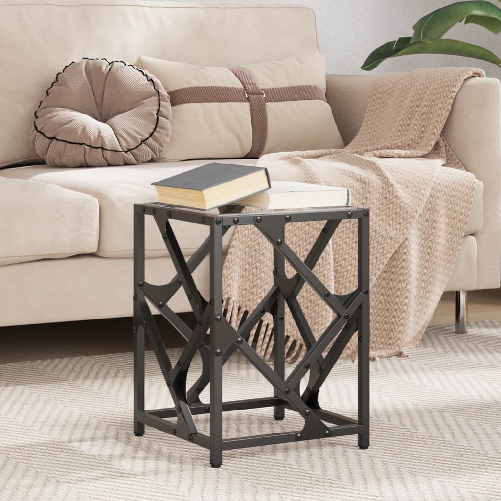 Table basse avec dessus en verre transparent 30x30x41 cm acier - Tables basses