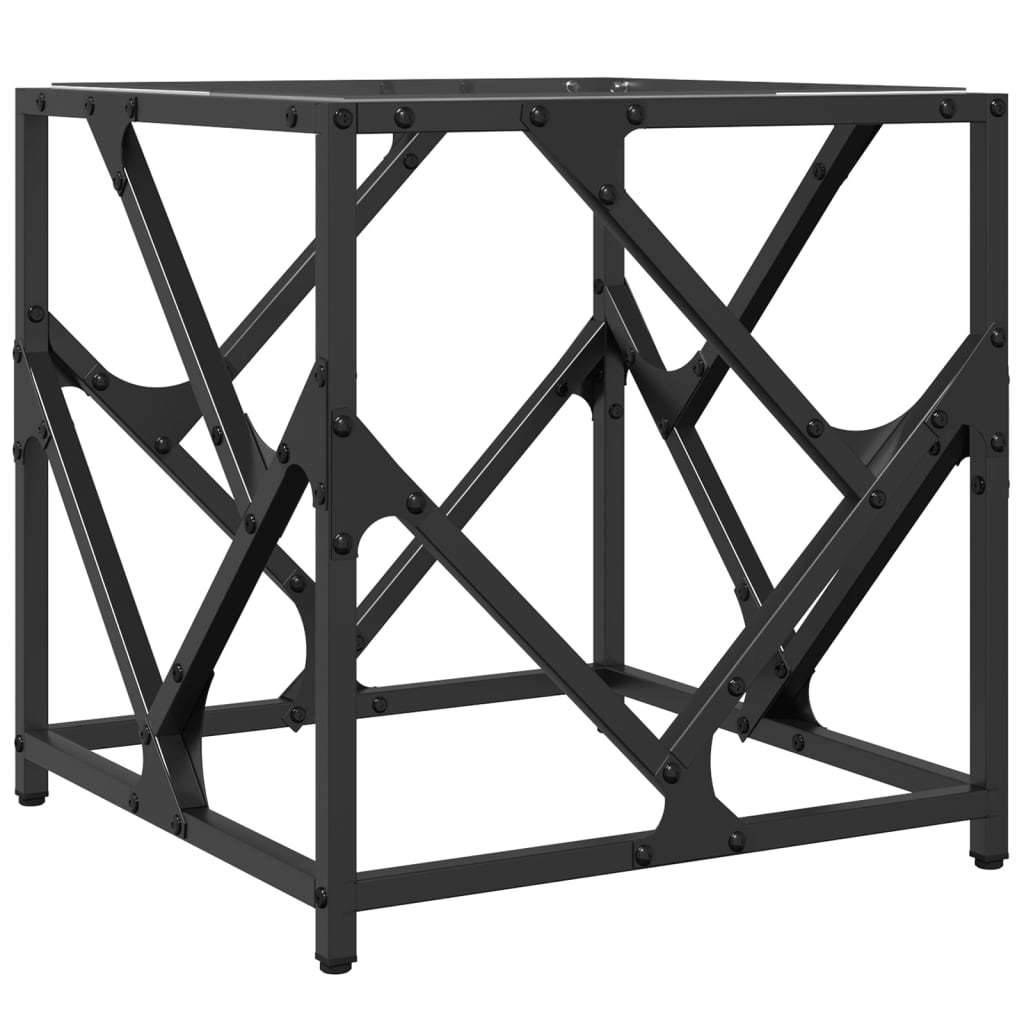 Table basse avec dessus en verre transparent 40x40x41 cm acier - Tables basses