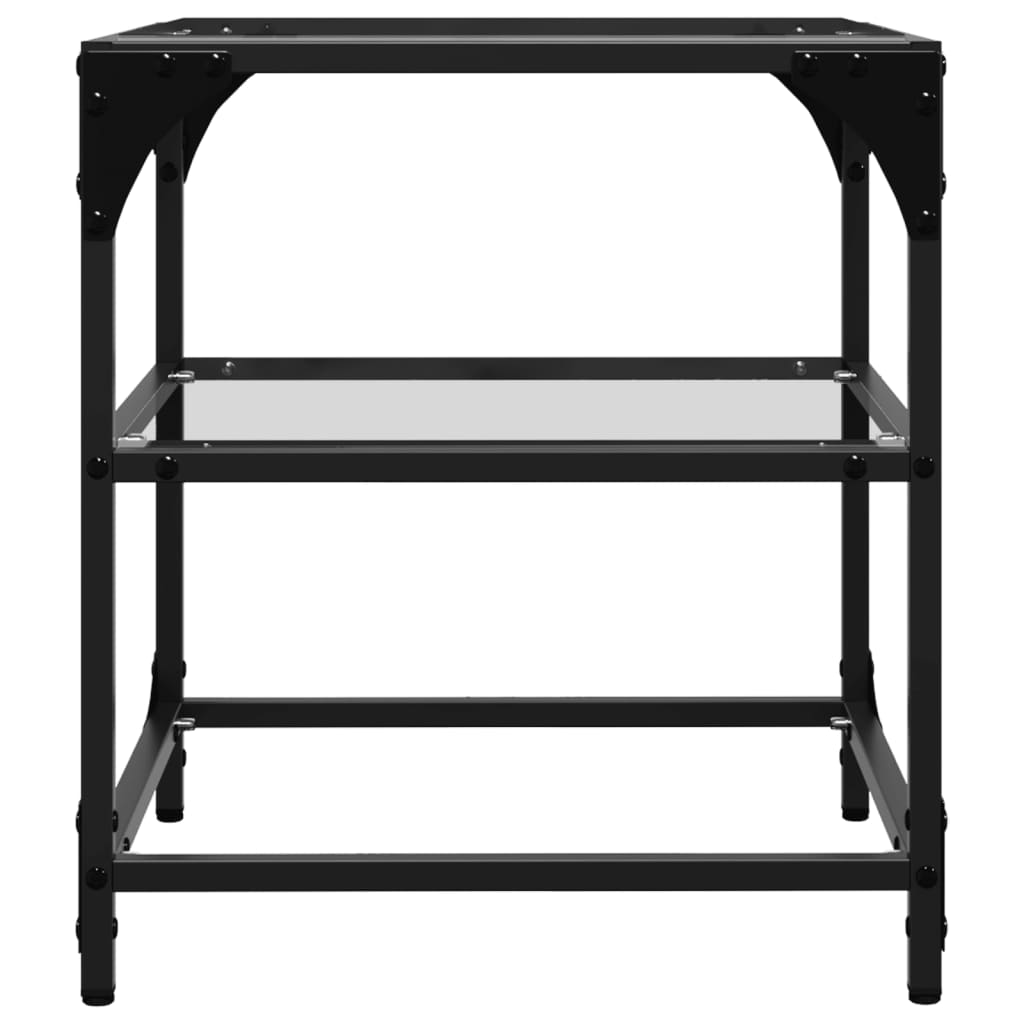 Table basse avec dessus en verre transparent 40x40x45 cm acier - Tables basses