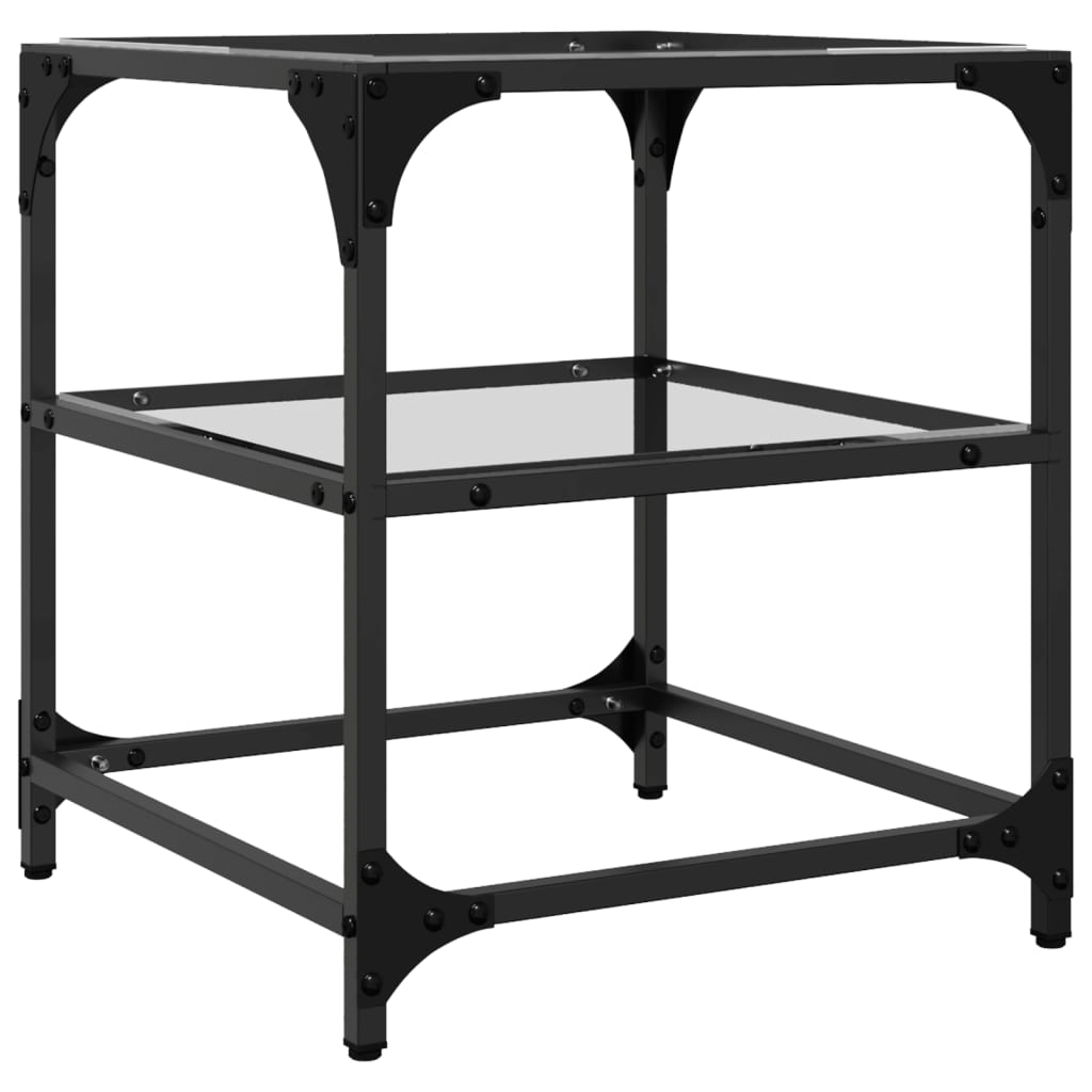 Table basse avec dessus en verre transparent 40x40x45 cm acier - Tables basses